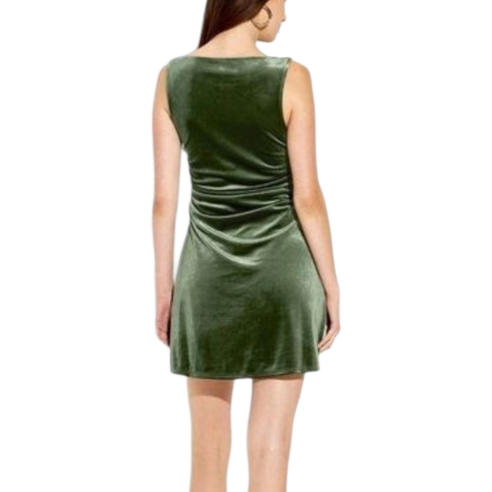 Wild fable medium NWT olive Green stretch Velvet Dress - Picture 3 of 6
